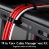 10 Pcs 19 in Rack Cable Management Kit, Including 0.5U L-Shaped Tie Bars, 20 Cabinet Screws, 100 Cable Ties, Sturdy Metal with Black Coating, Multi-Hole Design for Flexible Cabling view 2