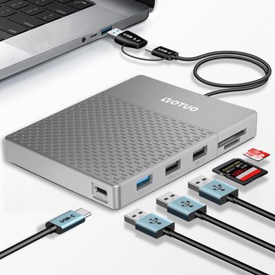 YOTUO Docking Station External Hard Drive Storage, USB-C Hub + HDD 7-in-1, USB 3.0, SD/TF Card, HDD for Windows, Mac, Android, TV, Phone, Laptop, Desktop, PC (Silver, 1TB+Docking Station)