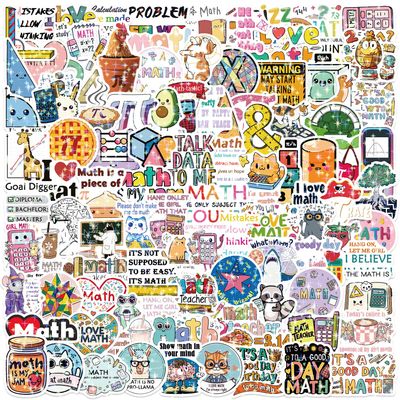 100PCS Holographic Math Stickers Pack for Teens Adults, Math Stickers for Students Teachers, Math Teacher Gifts for Water Bottle Notebook Laptop Classroom Decor Math Party Favors Teacher Must Haves