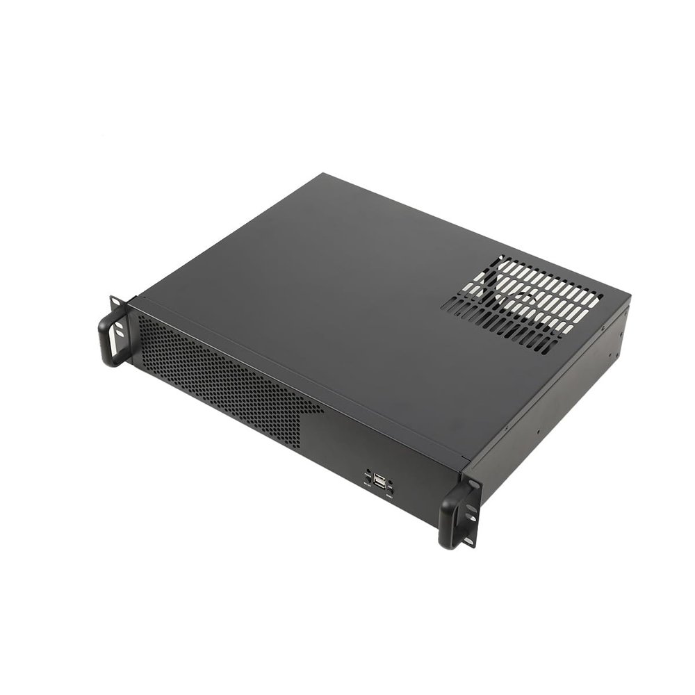 2U Rack-Mounted Server Chassis Supports Mini ITX Mini ATX Motherboard, Compatible with 3 Hard Disk Bits, One Front USB3.0 Interface, for Narrow Cabinet Environments