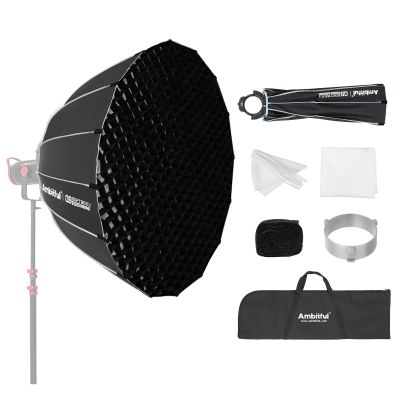 Ambitful 23.6''/60cm Quick Release Parabolic Softbox, Hexadecagon Bowens Mount Softbox with 2 Diffusers & Honeycomb Grid, Carrying Bag, Compatible with Studio Speedlite Flash and Monolight