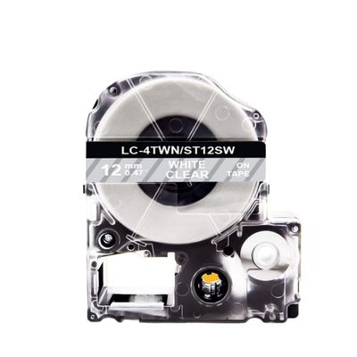 CQadsDyrx 1pcs 12mmLabel Tape SS12KW SS9KW SS6KW SS18KW SS24KW Compatible with Label Printer Models LW-300 LW-400 LW-600P LW-700 4WBN9(White on Clear)