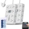 16-in-1 Power Strip with Switch & Surge Protection, 16 in 1 Surge Protector, with 6 Outlets, 2 USB-A & 2 USB-C Ports, 1 Clock, Powers Button & Super Long Cord (White,5&10FT) view 1