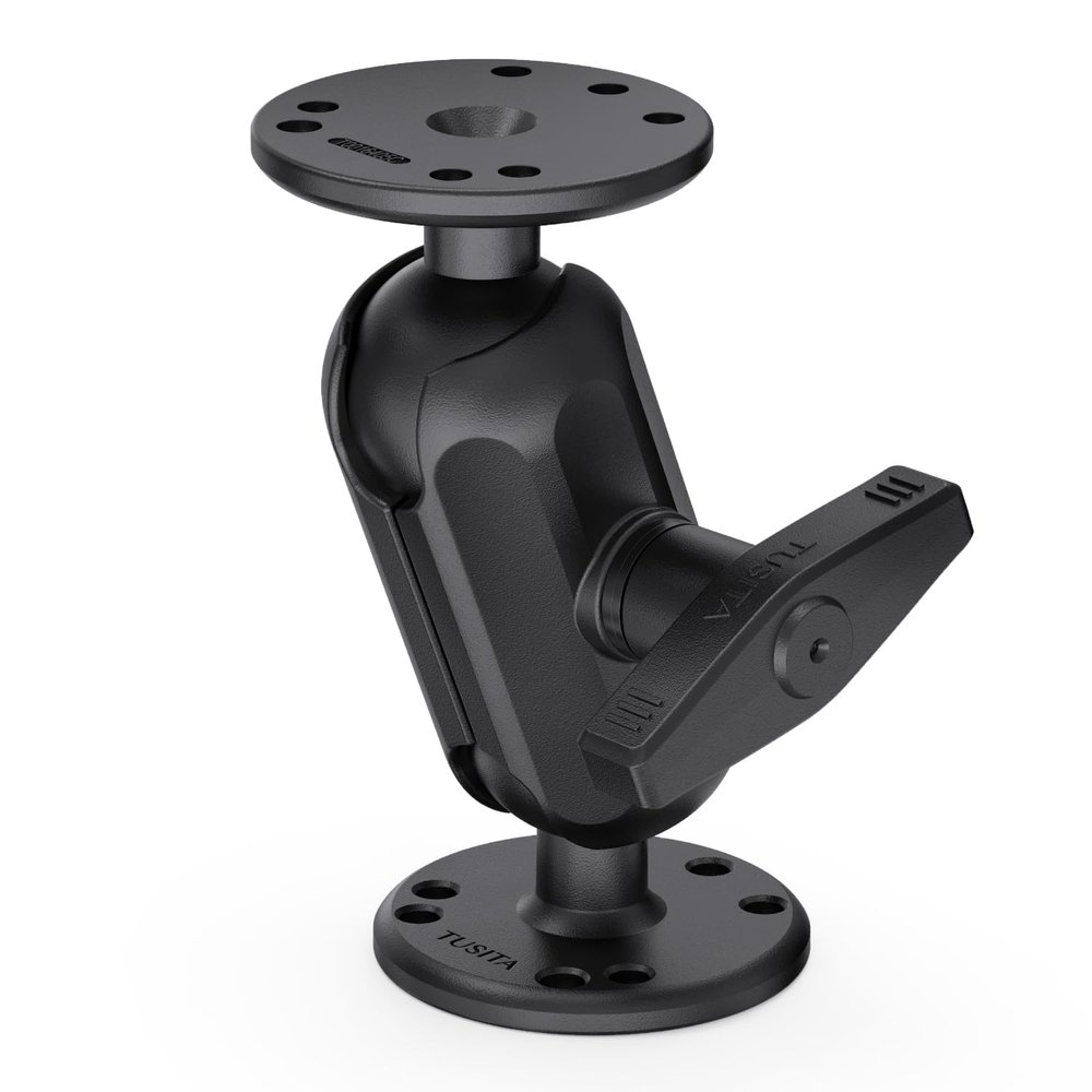 TUSITA 1.5" Universal Double Ball Mount with Two AMPS Round Plates, C Size Double Socket Arm - Short for Drill-Down Mounting
