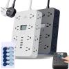 16-in-1 Power Strip with Switch & Surge Protection, 16 in 1 Surge Protector, with 6 Outlets, 2 USB-A & 2 USB-C Ports, 1 Clock, Powers Button & Super Long Cord (Black & White,10FT) view 1