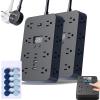 16-in-1 Power Strip with Switch & Surge Protection, 16 in 1 Surge Protector, with 6 Outlets, 2 USB-A & 2 USB-C Ports, 1 Clock, Powers Button & Super Long Cord (Black,5&10FT) view 1