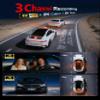 4K+2K+2K 3 Channel Dash Cam Front and Rear, 128GB Card Included, Dash Camera for Cars 5.8G/2.4G Dual Wifi, Built-in GPS, Night Vision, WDR, 170Wide Angle, G-Sensor Emergency Lock, 24H Parking Monitor view 3