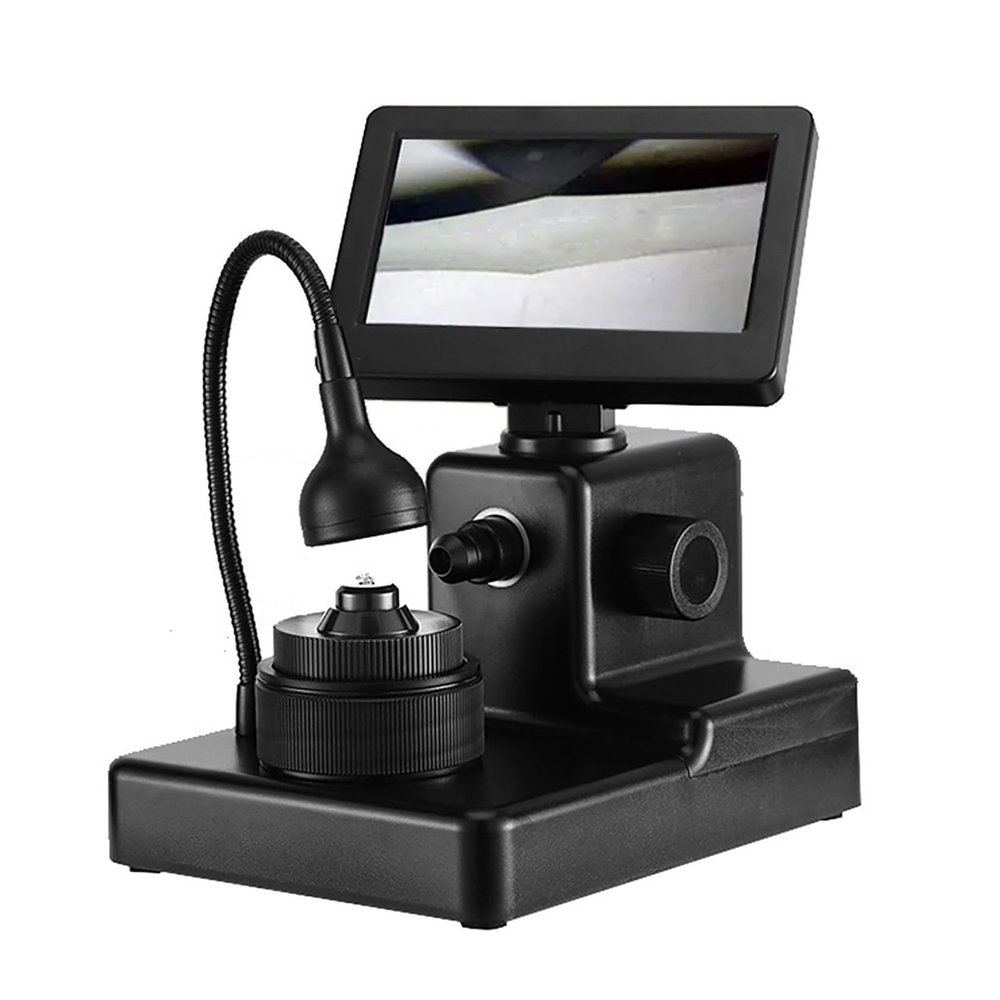 1000X Digital Microscope, with Flip HD Screen, Three-Axis Fine Focus Microscope Digital, Flexible LED Light and All-in-One Design for Diamond Girdle Code Inspection