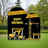 2Pcs Construction Birthday Arch Backdrop Covers, Black and Yellow Caution Sign Spandex Fabric Backdrops with Excavator and Crane Design for Kids Party Decorations (Set of 7.2ft,6ft) view 1