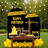 2Pcs Construction Birthday Arch Backdrop Covers, Black and Yellow Caution Sign Spandex Fabric Backdrops with Excavator and Crane Design for Kids Party Decorations (Set of 7.2ft,6ft) view 2