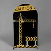 2Pcs Construction Birthday Arch Backdrop Covers, Black and Yellow Caution Sign Spandex Fabric Backdrops with Excavator and Crane Design for Kids Party Decorations (Set of 7.2ft,6ft) view 3