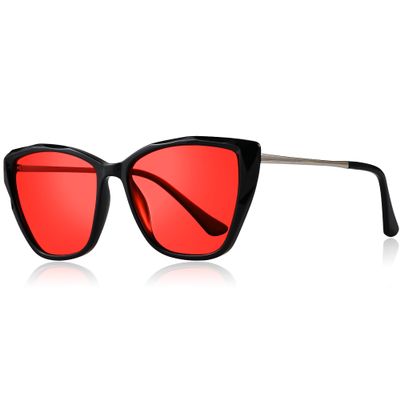 AVDLAB Blue Light Blocking Glasses Cat Eye Red Tinted Computer Gaming Eyeglasses UV Ray Filter Easier Sleep and Migraine Relief Women AB3304 (Black Frame Red Lens)