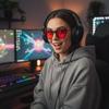 AVDLAB Blue Light Blocking Glasses Cat Eye Red Tinted Computer Gaming Eyeglasses UV Ray Filter Easier Sleep and Migraine Relief Women AB3304 (Black Frame Red Lens) view 2
