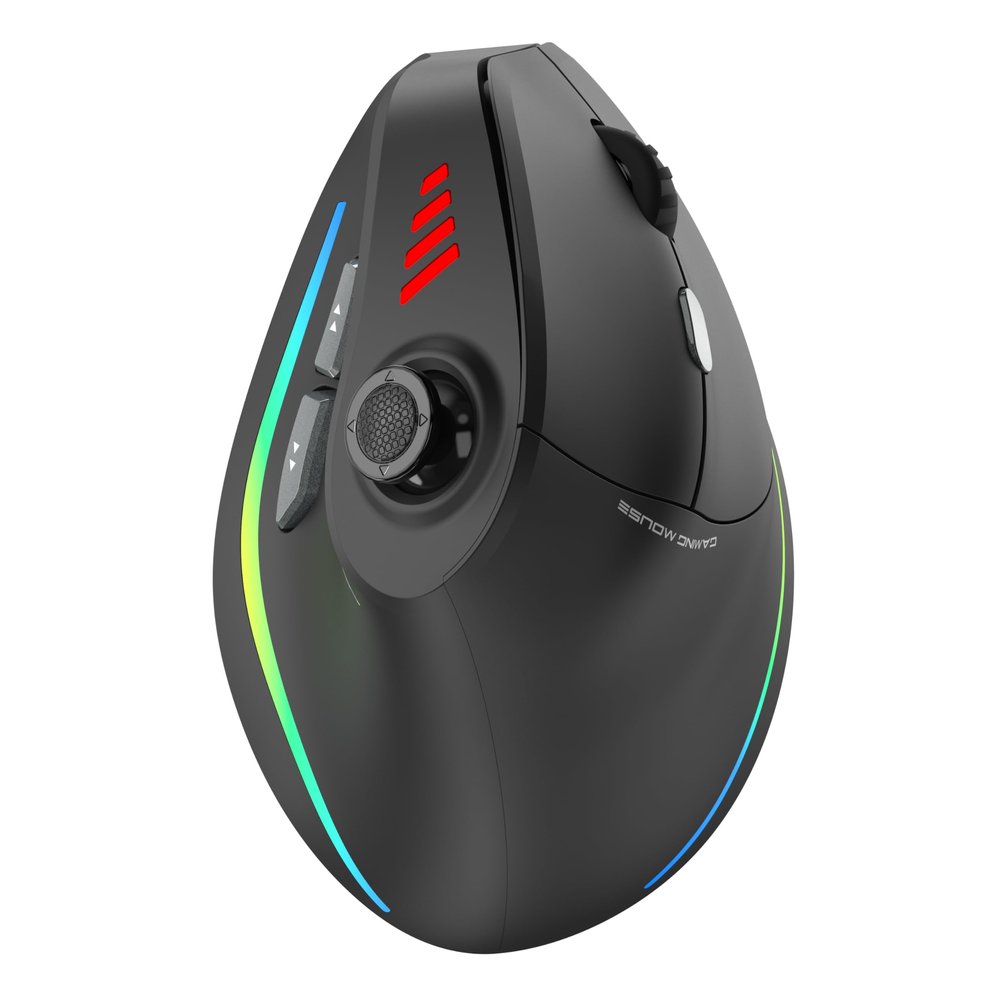 TRELC Wireless Gaming Mouse with 5 D Rocker, 24000 DPI/11 Programmable Buttons, Ergonomic Mouse for 2 Devices Connection (BT+2.4GHz), Vertical Rechargeable Mice for PC/Laptop/E-Sports/Gamer (Black)