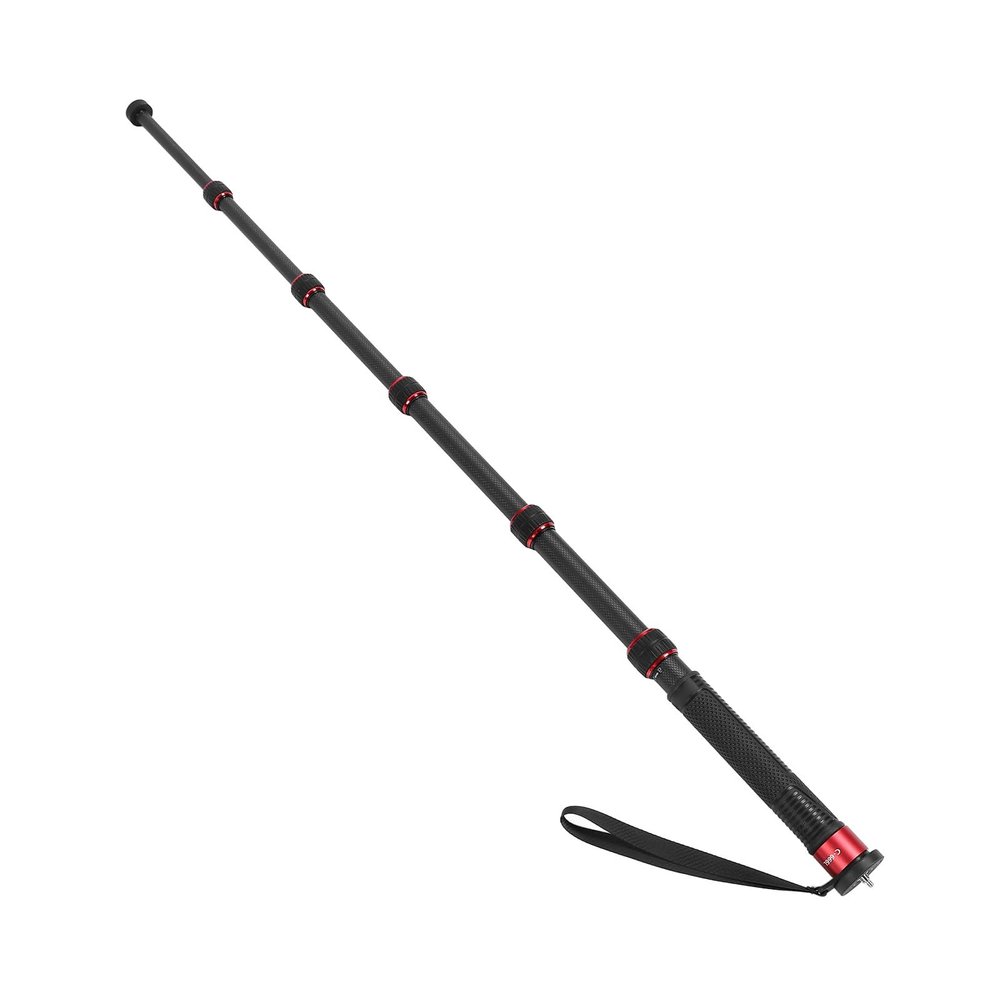 Diyeeni Selfie Stick Long Pole, 6 Section Extension Pole with 1/4in 3/8in Screws, Carbon Fiber Selfie Stick with Walking Sticks Head, Compatible with Tripods, Monopods, Stabilizers