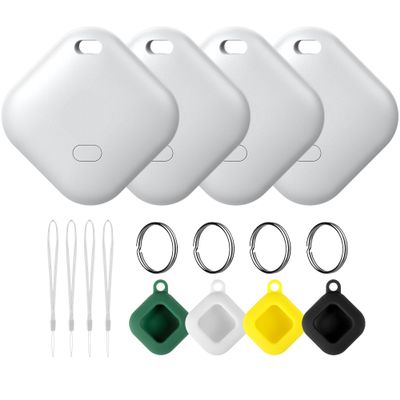 Tracker Tag for Android, Luggage Tracker with Case, Works via Google Find Hub App, Bluetooth Tracker Item Finder for Key, Backpack, Travel and Commute (2 Black 2 White, 4 Pack) (4 White)