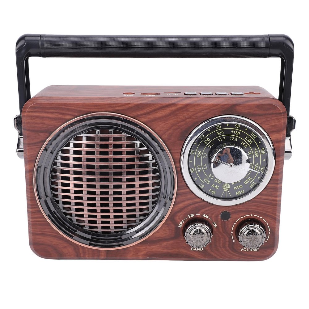 Zunate Portable Retro Radio, FM AM SW MP3 Player with Bluetooth USB Playback Memory Card Support Rechargeable, Outdoor Broadcast Radio with Telescopic Antenna