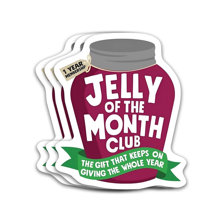 (3Pcs) Jelly of The Month Club Sticker Funny Quotes Vinyl Sticker, Waterproof Die-Cut Decal for Water Bottle, Laptop, Hard Hat, Helmet, Car, Phone 3 inches