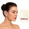 200 Pack Disposable Waterproof Ear Covers for Shower & Hair Dye Clear Plastic Ear Caps with Soft Elastic, One Size for Adults, with Drawstring Storage Pouch for Neat, Travel-Ready Carry view 1