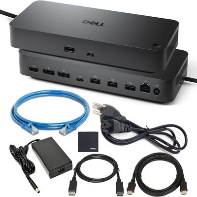 Dell Pro Smart Dock SD25 Docking Station Bundle Includes 130W Power Delivery Display Port Cable+ Zoomspeed HDMI Cable+ Ethernet Cable + Cleaning Cloth Supports Up to Four Displays WQHD 60Hz Displays