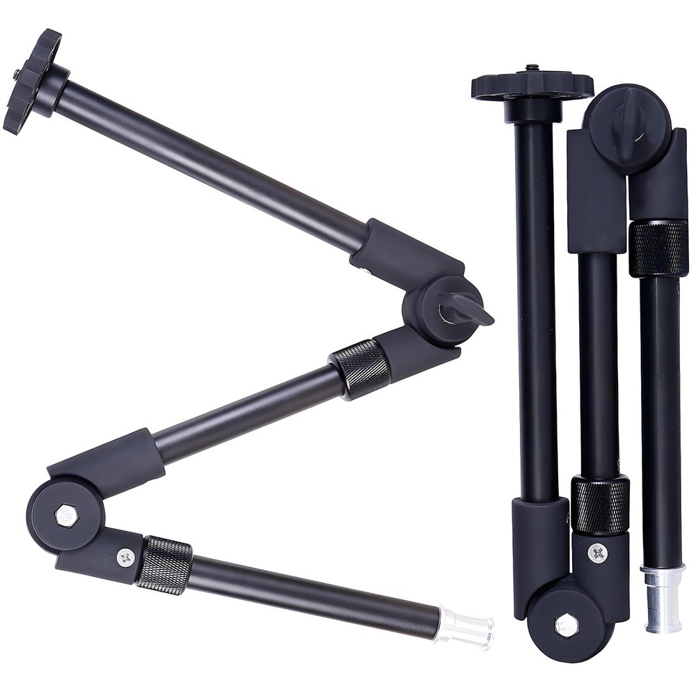 24.8in 3-Section Adjustable Friction Power Articulating Magic Arm, Overhead Camera Mount Bracket with 1/4" Screw, 3/8" Thread Hole and 5/8 Stud for Camera, LCD Monitor/LED Lights