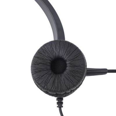 Pilipane Monaural Phone Headset with Noise Canceling Microphone Volume Adjustable Office Telephone Headset with USB C to USB Adapter for Call Center Black