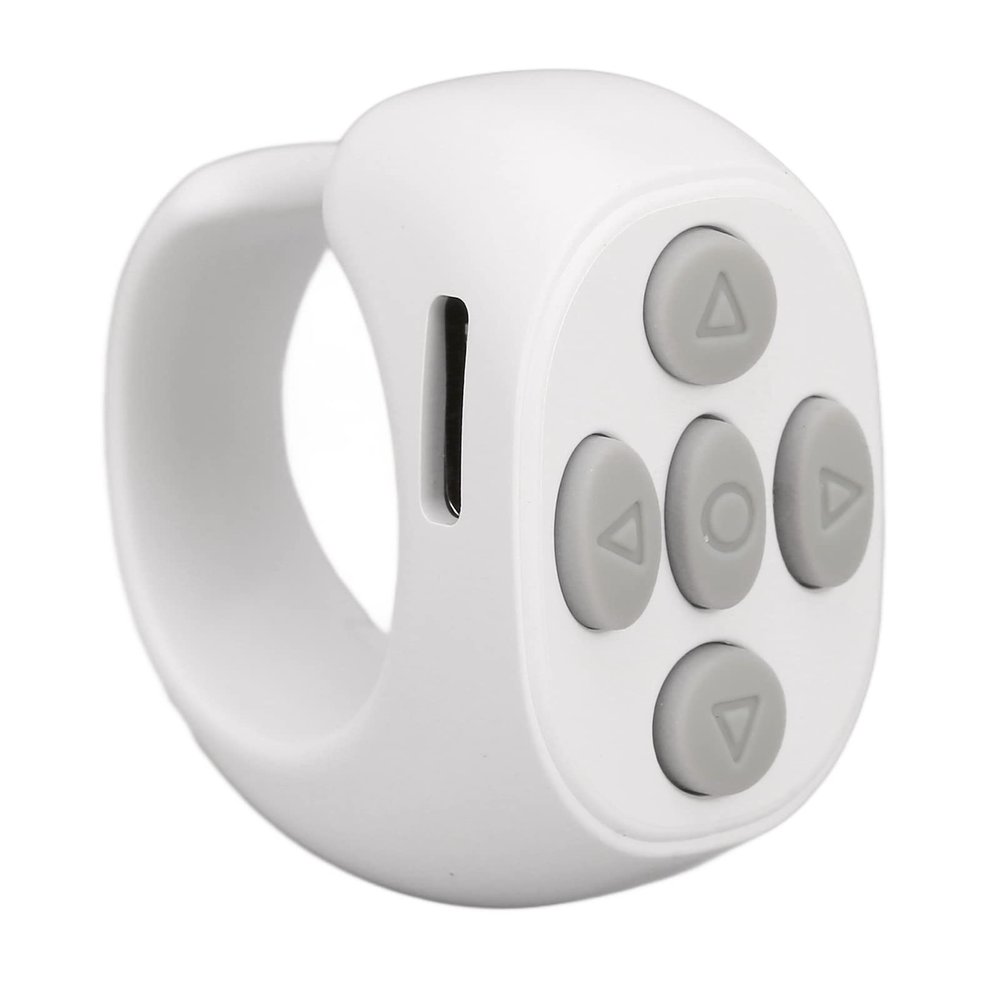 Zunate Bluetooth Remote Control, Scrolling Ring, Wireless Ring Phone Zoom Remote, Content Creator Must Have Selfie Essentials for Tiktok Photo Video Recording (White)