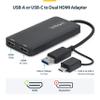StarTech.com Dual Monitor Adapter for M1/M2/M3/M4 macOS Systems, Windows, ChromeOS. Thunderbolt, USB 3.0 or USB-C HDMI Splitter Extended Display, 4K30 Output 1 & 1080p Output 2, (107B-USB-HDMI-2) view 2