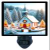 LED Night Light, Silent Night Chapel Christmas Church Design, Fully Enclosed, Rotating Plug, Glass Front view 1