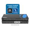 OREI 8K 4-Port HDMI Audio Extractor Switch 4x1 with eARC/ARC Support  48Gbps HDMI 2.1, 4K@120Hz, Dolby Vision, Dolby Atmos, CEC, HDR10+, eARC to HDMI Output for AV Receiver, Remote Control  BK-4927 view 2