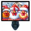 Christmas Chickens Night Light Humerous Chicken Design, Fully Enclosed, Rotating Plug, Glass Front, 4 Watt Bulb view 1