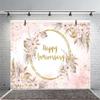 9x6ft Boho Happy Anniversary Backdrop Bohemia Pampas Grass Floral Engagement Banner Cheers to Wedding Anniversary Bridal Shower Party Decorations Blush Pink Floral Photography Background view 3