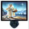 LED Night Light, The Little Drummer Boy Religious Christmas Design, Fully Enclosed, Rotating Plug, Glass Front view 1