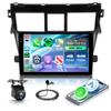 4+64G Android 15 Car Stereo Radio for Toyota Yaris Vios 2007-2014 with Wireless Carplay Android Auto, 9'' in-Cell Screen Head Unit with GPS/Bluetooth 5.0/FM RDS/EQ/Wi-Fi Mirror Link Backup Camera SWC view 1