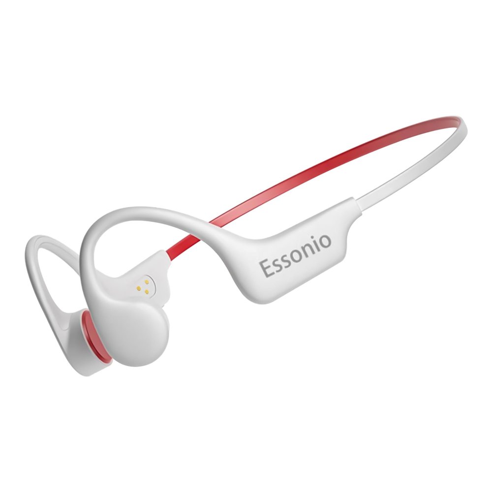 Essonio Ultra-Lightweight (26g) Bone Conduction Headphones for Swimming, IP68 Waterproof MP3 Player with 16GB Storage, Bluetooth 5.3 Open-Ear Headphones,3D Surround Sound for Running & Sports White