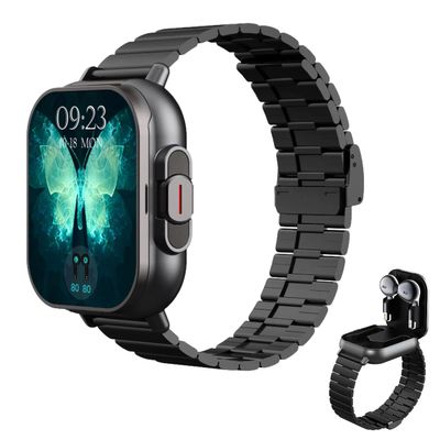 2-in-1 Fitness Tracker Smart Watch with 120+ Sport Modes,Sleep Monitor,Heart Rate Tracking,Pedometer,1.96" Large Screen Smartwatch for Men and Women (Black, Steel)