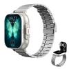 2-in-1 Fitness Tracker Smart Watch with 120+ Sport Modes,Sleep Monitor,Heart Rate Tracking,Pedometer,1.96" Large Screen Smartwatch for Men and Women (White, Steel) view 1