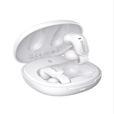 1MORE Ear Clip S12, Clip-On Earbuds, Lightweight Comfort, Snug Fit, Bluetooth 5.4 Open-Ear Headphones, Powerful Sound, Clear Calls, IPX5 Water Resistance, Long Playtime, Touch Control White