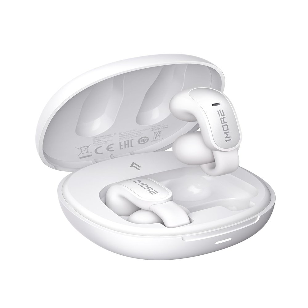 1MORE Ear Clip S12, Clip-On Earbuds, Lightweight Comfort, Snug Fit, Bluetooth 5.4 Open-Ear Headphones, Powerful Sound, Clear Calls, IPX5 Water Resistance, Long Playtime, Touch Control White