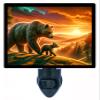 Brown Bear Sunset Night Light Wildlife Design, Fully Enclosed, Rotating Plug, Glass Front, 4 Watt Bulb view 1