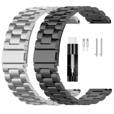 FitTurn 20MM Bands Compatible with MorePro AIR 2/for iTouch Air 3 40MM/for iTouch/for iTech Fusion 2/2S/2R Smartwatch, Replacement Metal Bracelet Premium Solid Stainless Steel Watch Band Strap Wristbands (Black,Silver)