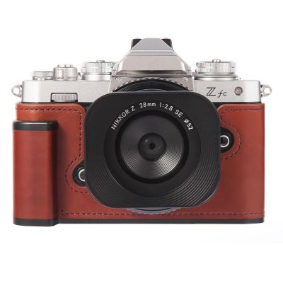 Agaterod Z fc Handgrip L-Bracket Grip for Nikon Z fc Camera, Featuring a Retro Leather-Style Side Handle. Comes with a 1/4"-20 D-Ring Screw and a Leather case. Lightweight and Comfortable