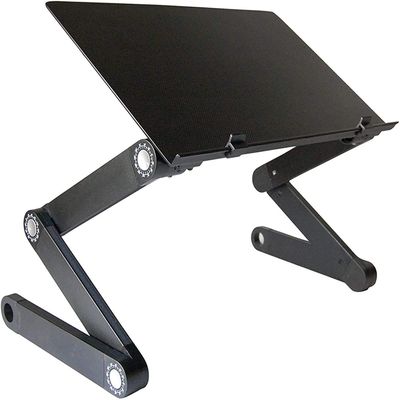 Adjustable Laptop Stand, Ergonomic Aluminum Laptop Cooling Stand Lap Desk Tray for Bed Couch. Adjustable height angle tilt notebook macbook pro computer riser folding desktop holder portable,Black