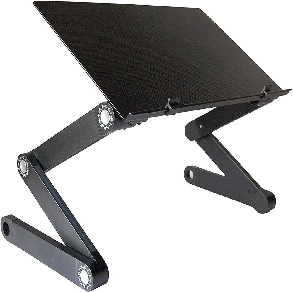 Adjustable Laptop Stand, Ergonomic Aluminum Laptop Cooling Stand Lap Desk Tray for Bed Couch. Adjustable height angle tilt notebook macbook pro computer riser folding desktop holder portable,Black