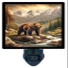 LED Night Light, Mountain Bear Wildlife Design, Fully Enclosed, Rotating Plug, Glass Front view 1