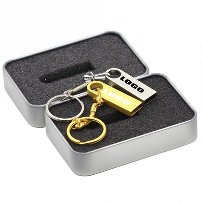 Personalized Metal USB Drives with Keychain, Custom Engraved Logo Flash Drives for Promotional Giveaways, Corporate Branding Gifts, Wedding Party Favors, Custom Packaging Available (100,16 GB)