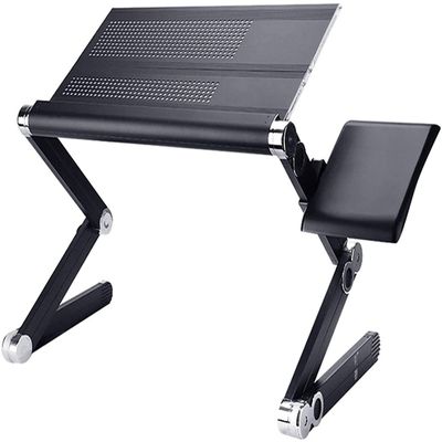 Adjustable Laptop Stand, Recliner Ventilated Notebook Stand Laptop Holder Foldable with Mouse Board Adjustable Height Angle Compatible with 11'' -15.6'', Portable(Black)