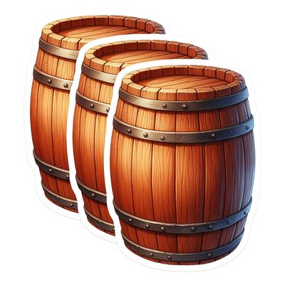(3 Pack) Wooden Barrel Decals - Rustic Decor Stickers - Laptop Art- 3 Inches On Longest Side - Easy Peel & Apply - Made in USA - 3MCS5420
