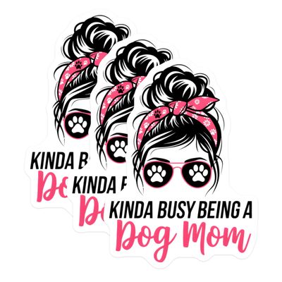 (3 Pack) Dog Mom Decals - Messy Bun - Laptop Decals- 3 Inches On Longest Side - Easy Peel & Apply - Made in USA - 3MCS5195