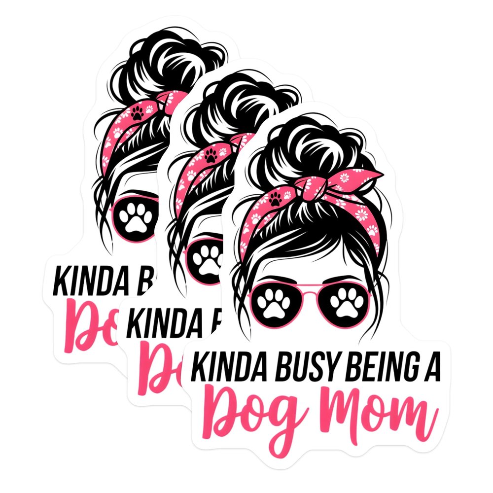 (3 Pack) Dog Mom Decals - Messy Bun - Laptop Decals- 3 Inches On Longest Side - Easy Peel & Apply - Made in USA - 3MCS5195